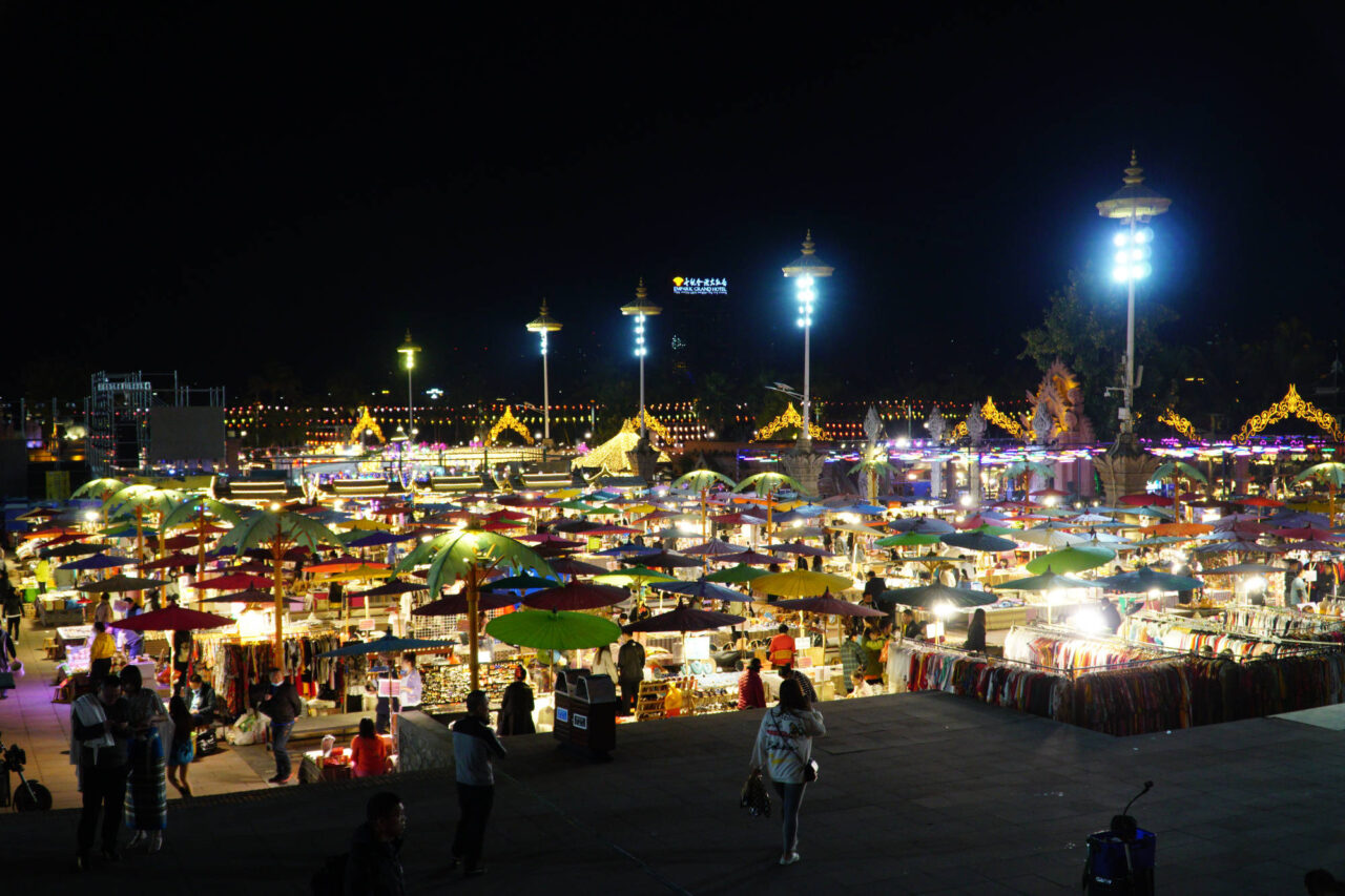 Crowded and vibrant Chinese night market