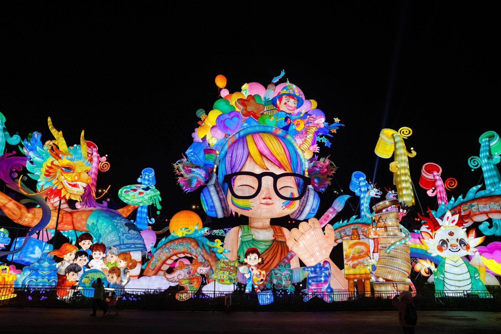 Colorful Cartoon Character Lantern Display