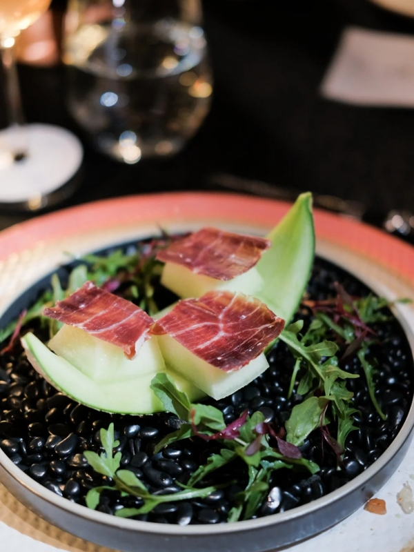 Iberian ham with melon