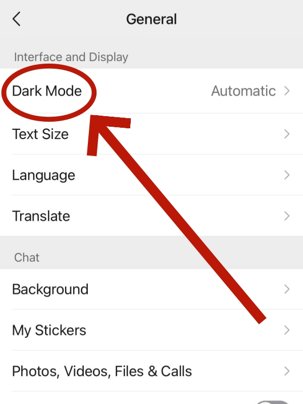 Select the “Dark Mode“