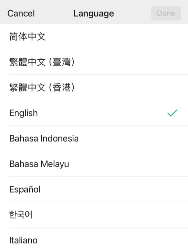 Language and select English