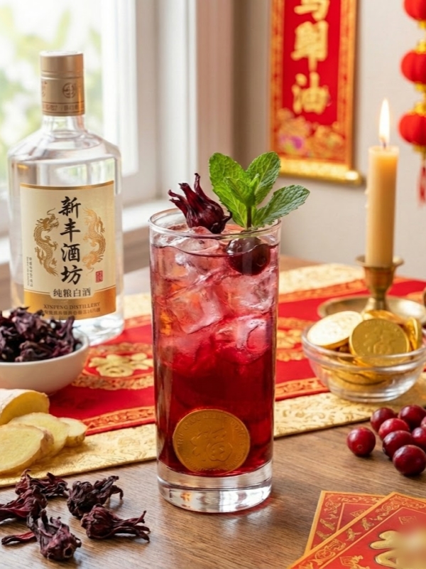 Red Envelope Hibiscus Highball (chinese new year drinks 2026)