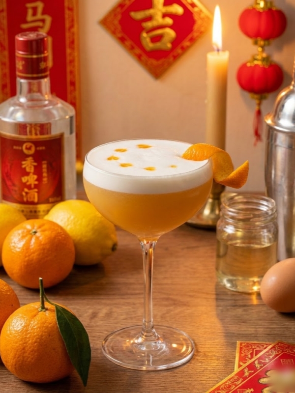 Prosperity Tangerine Baijiu Sour (chinese new year drinks 2026)