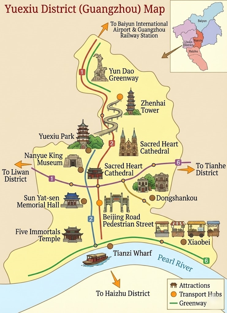 Yuexiu District Map in Guangzhou