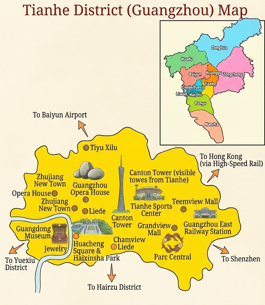 Tianhe District Map in Guangzhou
