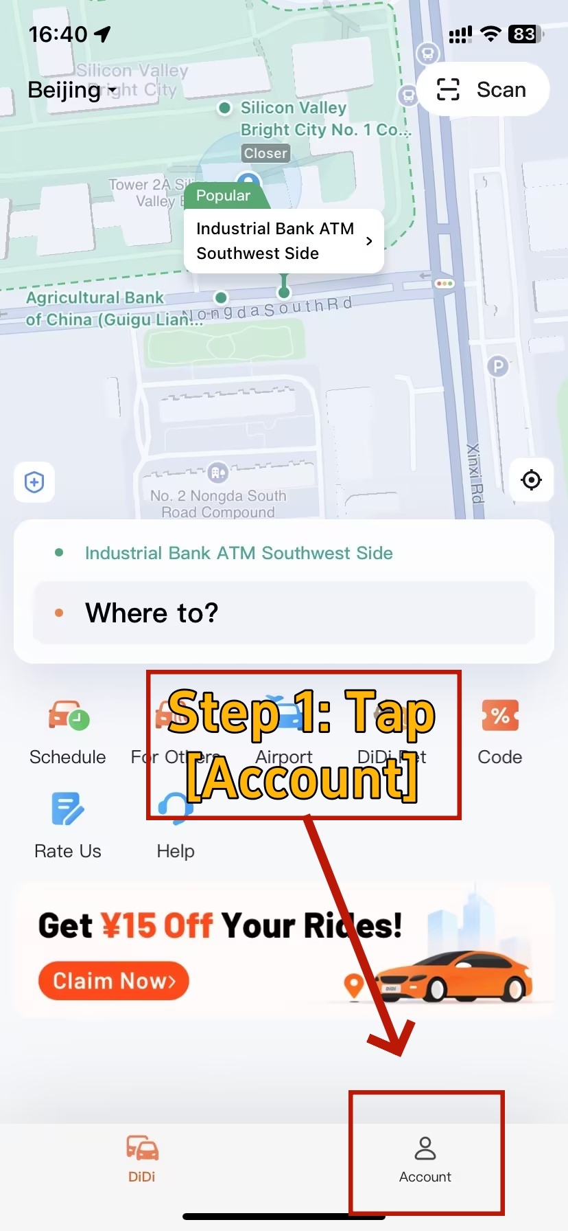 Open the app and tap [Account]