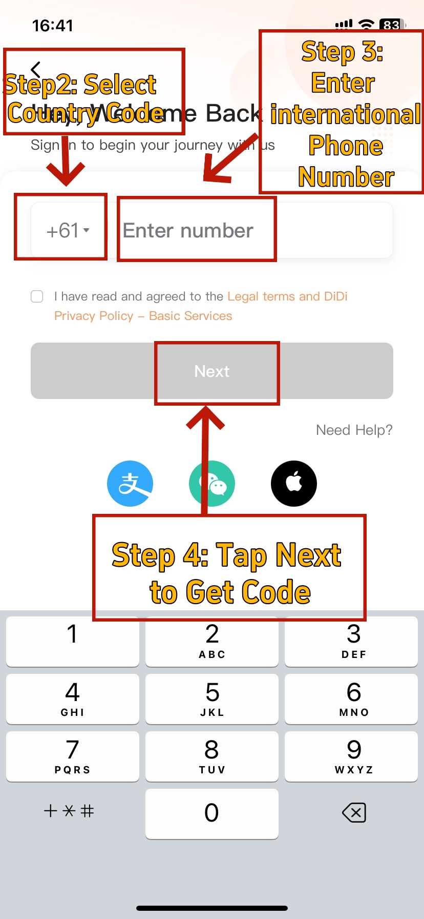 Sign Up and Get Code