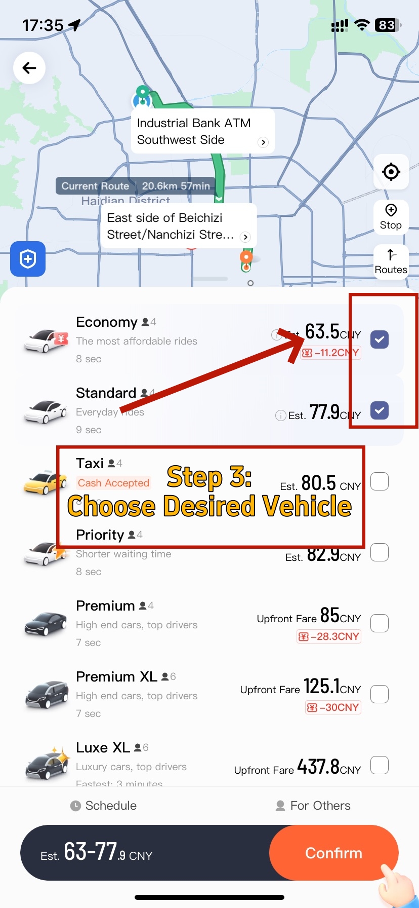 Select Preferred Car Type