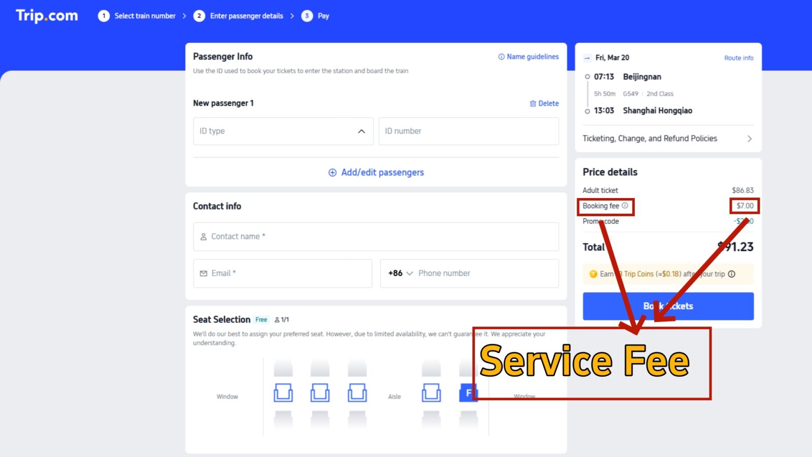 Service Fee on Trip. com