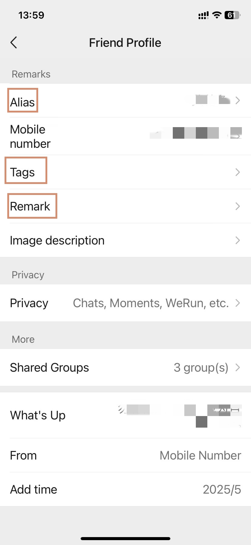 Edit the friend profile