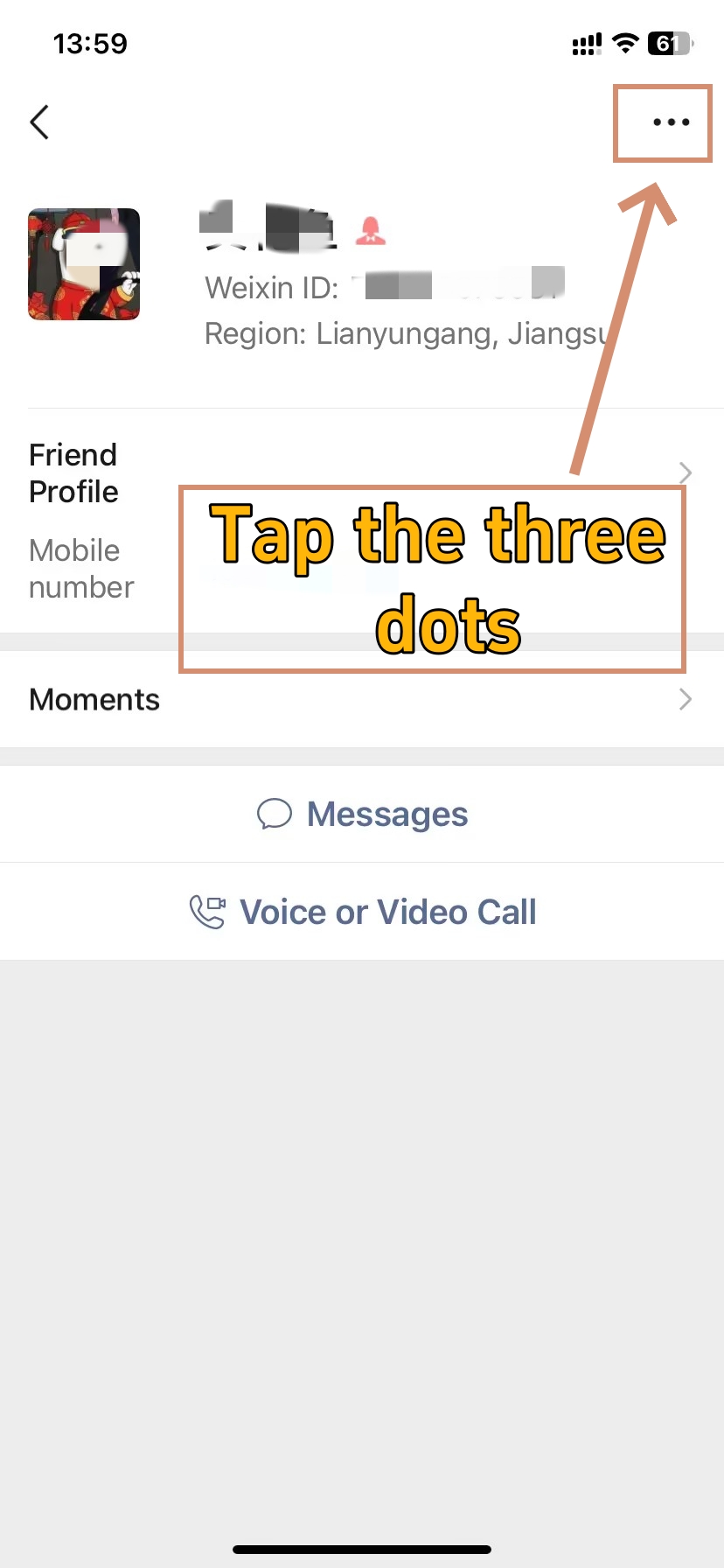 Tap the Three Dots
