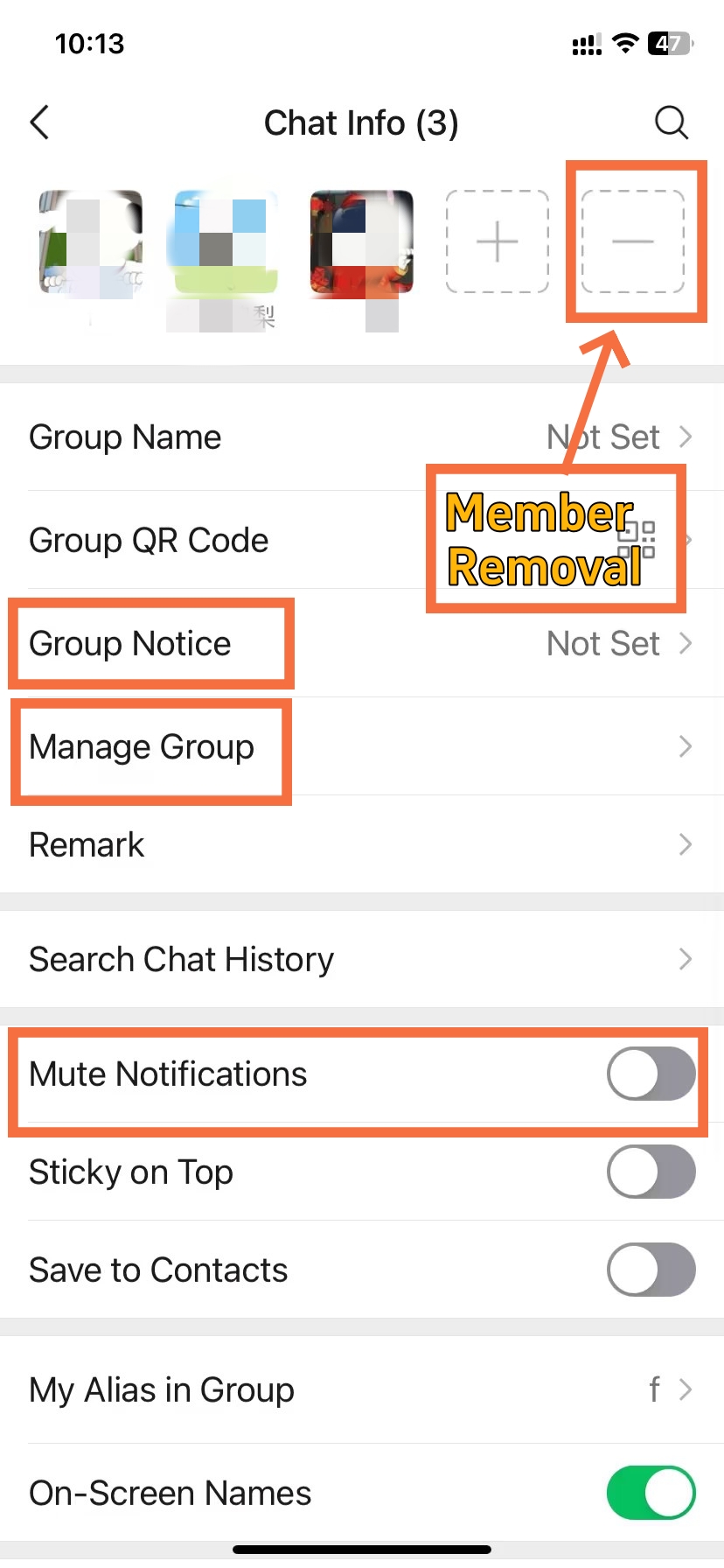 Owner and Admin Exclusive Controls of WeChat Group