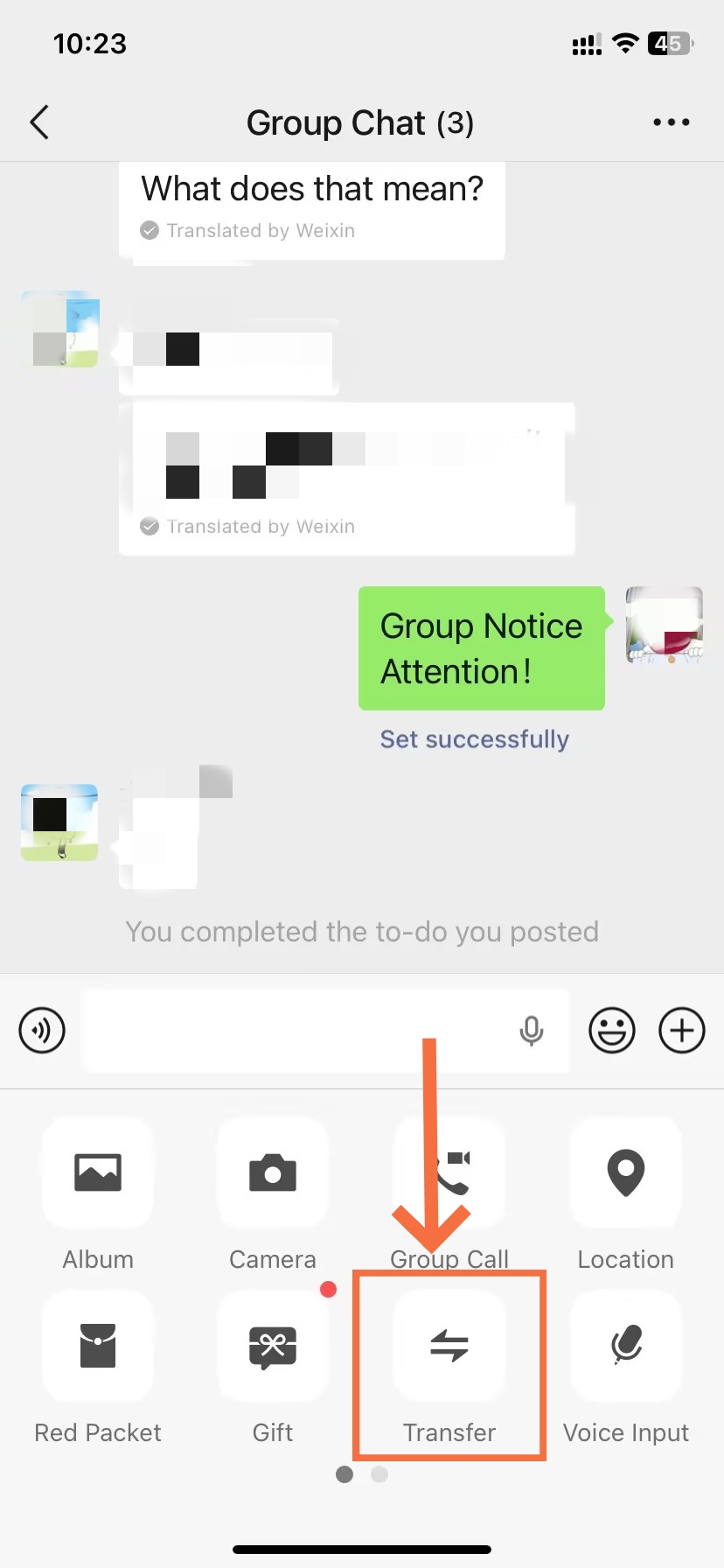 Transfer Money to Group Member