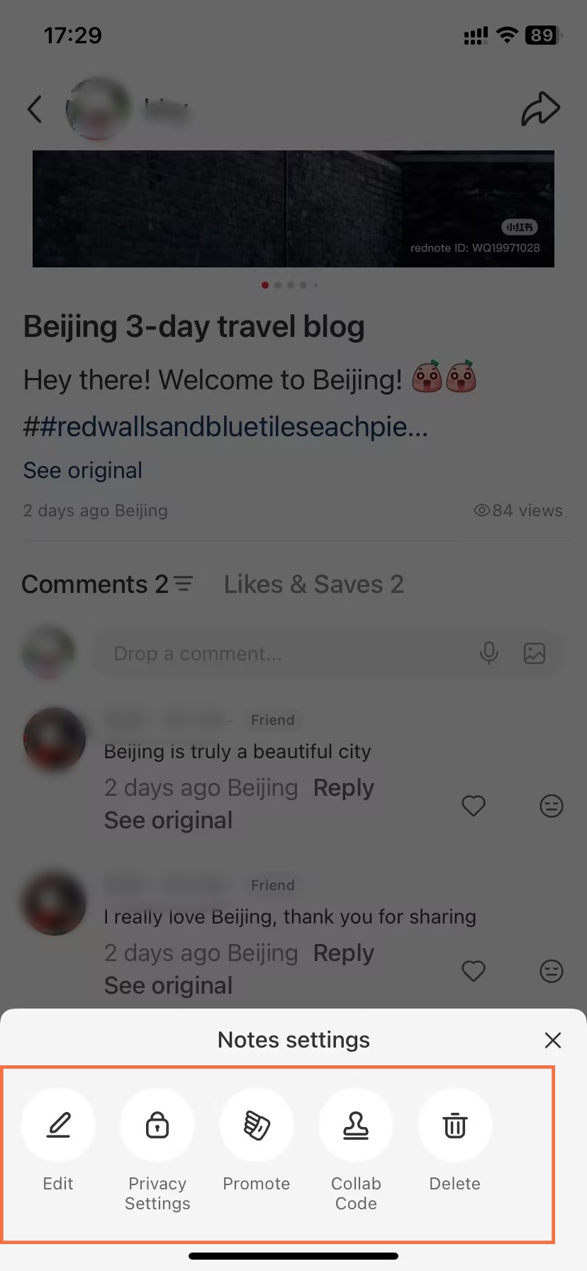 Managing Published Xiaohongshu Notes