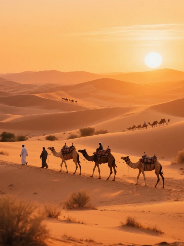 Camel Trekking at Sunset