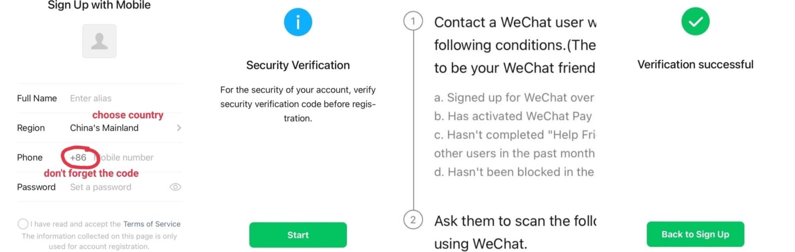 Foreigner WeChat Account Registration Steps