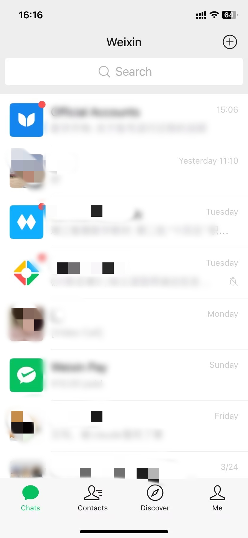 WeChat Chats tab