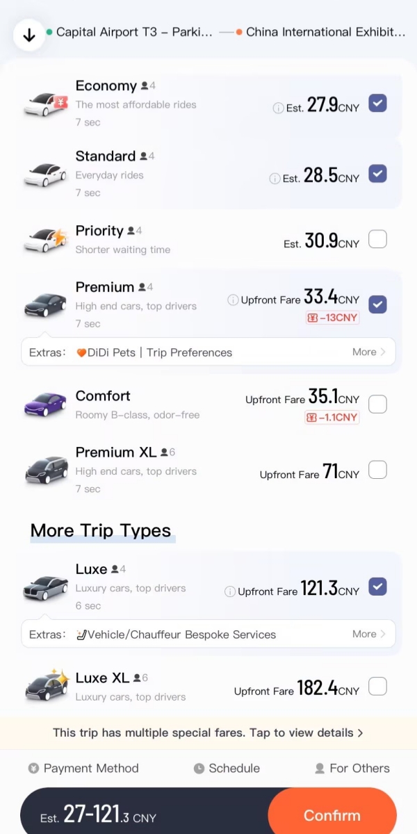 Didi Car Types for Airport Transfers
