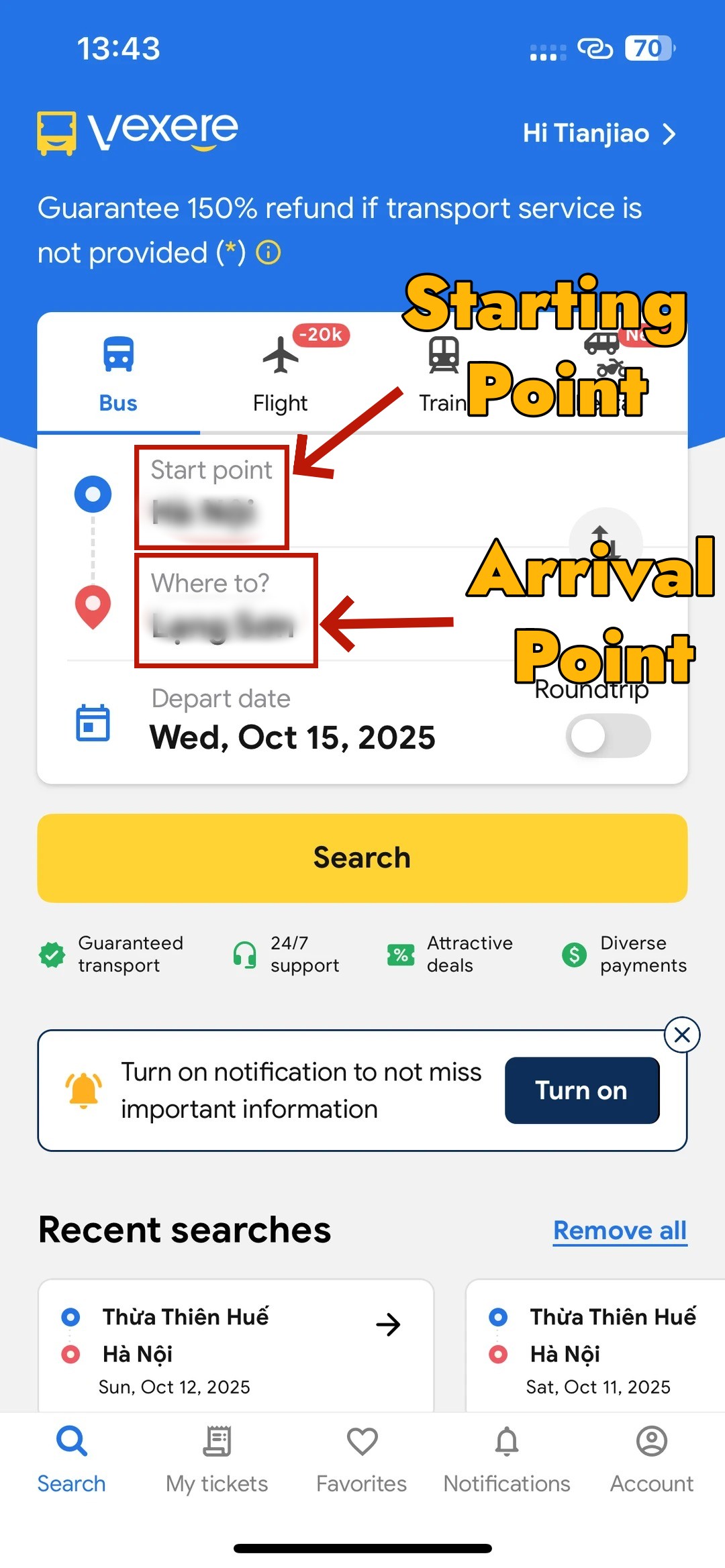 Book Vietnam to Yunnan Bus Tickets on Vexere(Step 1)