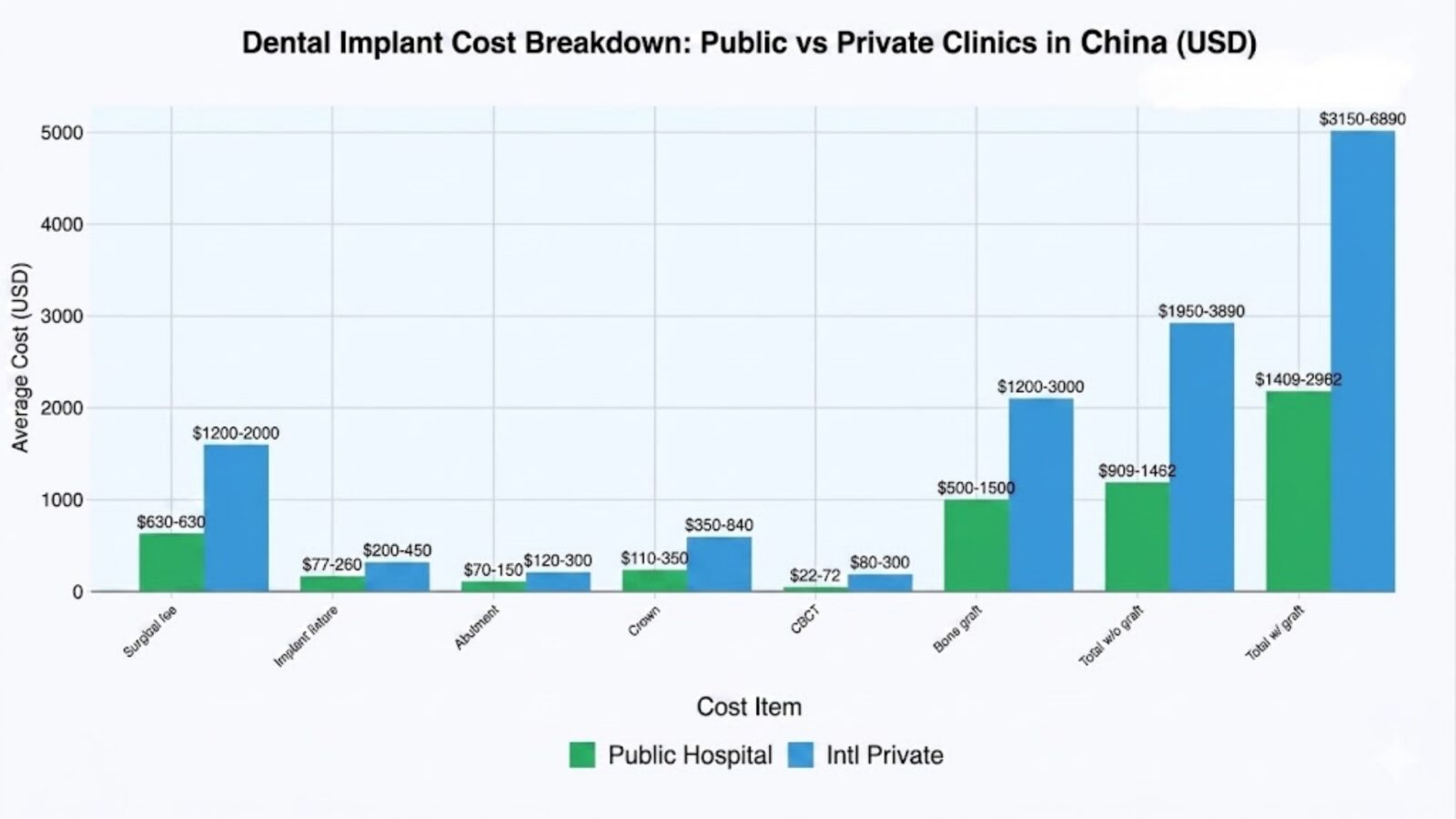 Public Hospital vs. International Private Clinics (USD)
