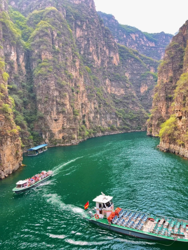 Tour Boats Sailing Through Longqing Gorge