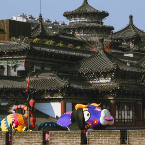 Colorful Lanterns at Xi'an's Ancient City Wall