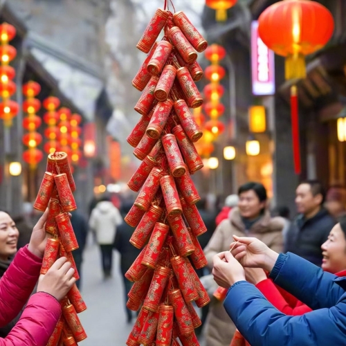 Festive Firecracker Display for Chinese New Year