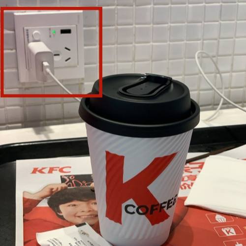Power Outlet in Chinese Fast Food Restaurant