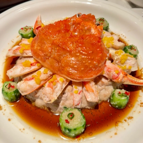Steamed Crab with Minced Pork and Soy Sauce
