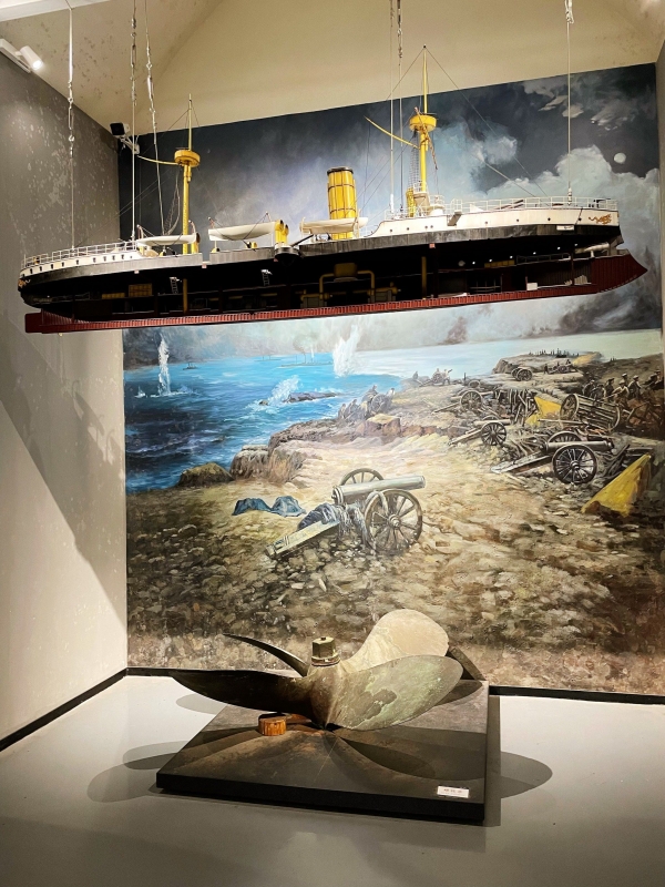 Historic Warship Model in Museum
