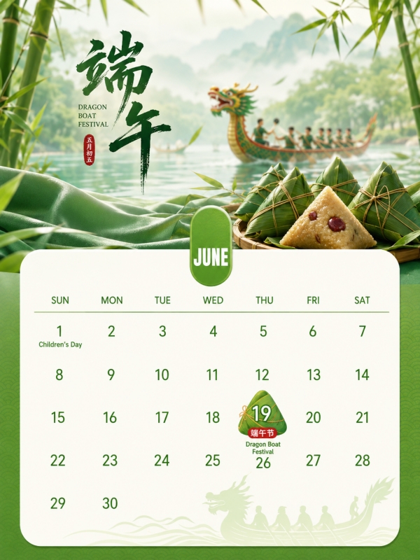 Date of Duan Wu Jie:The 5th Day of the 5th Lunar Month