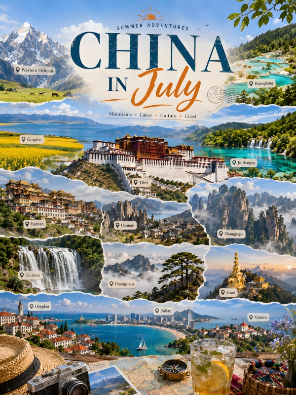China in July：Wide temperature gaps, featuring 14 pleasant cool summer destinations.