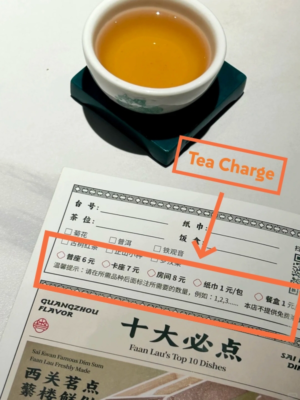 Tea Charge on the Menu