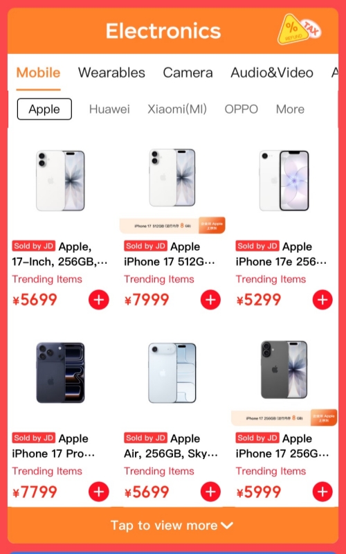 Electronics Mobile on JD with Tax Refund